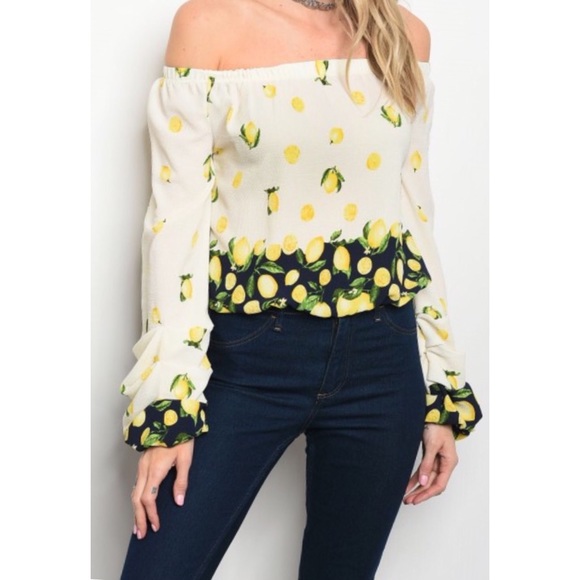 Tops - Last 1 Large! Lemon 🍋 Off the Shoulder Blouse